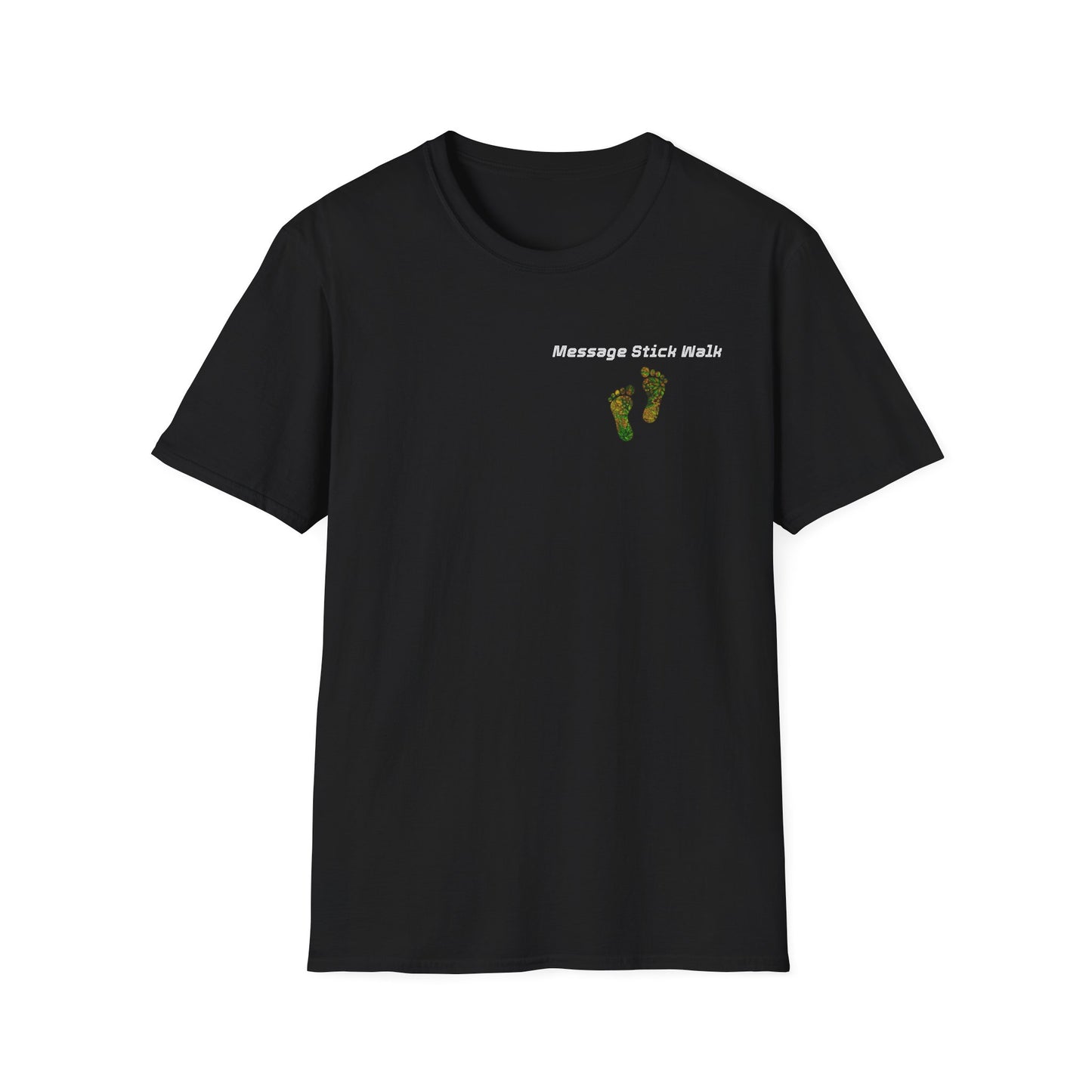 Message Stick Walk Footprint Fun Unisex Softstyle T-Shirt, Relaxed Fit Tee, Casual Wear-Ally Friendly