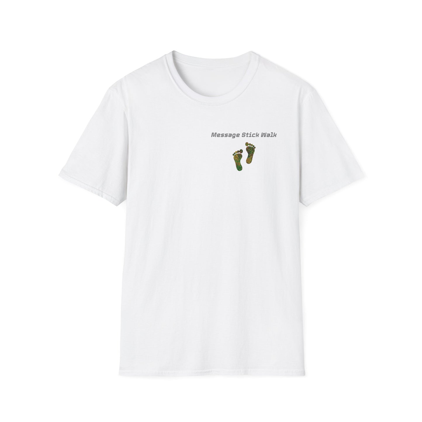 Message Stick Walk Footprint Fun Unisex Softstyle T-Shirt, Relaxed Fit Tee, Casual Wear-Ally Friendly