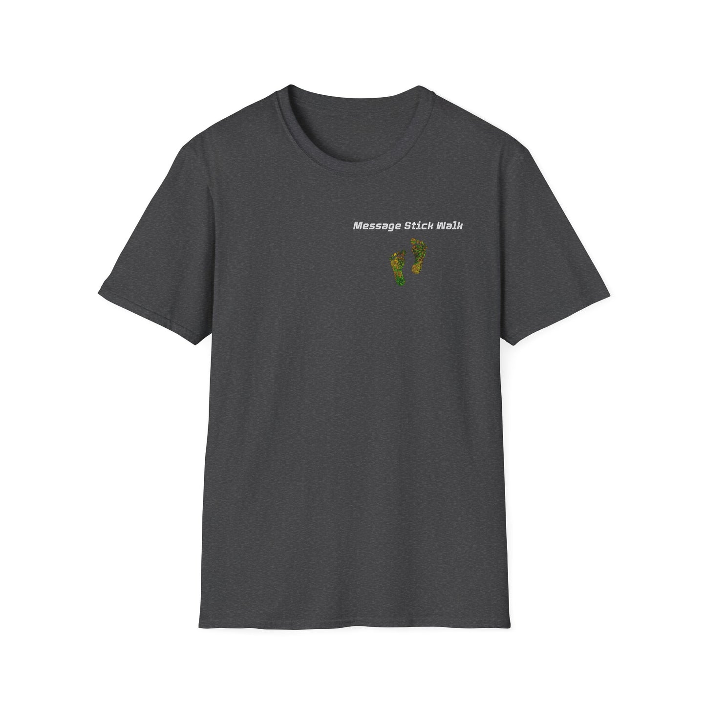 Message Stick Walk Footprint Fun Unisex Softstyle T-Shirt, Relaxed Fit Tee, Casual Wear-Ally Friendly