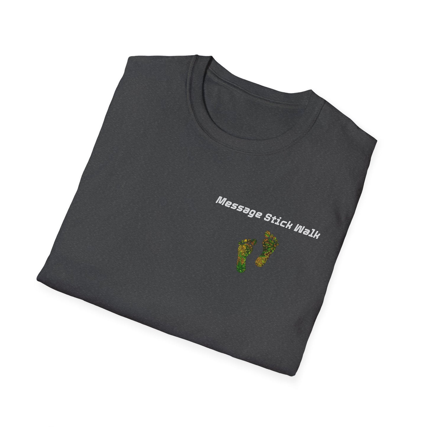 Message Stick Walk Footprint Fun Unisex Softstyle T-Shirt, Relaxed Fit Tee, Casual Wear-Ally Friendly