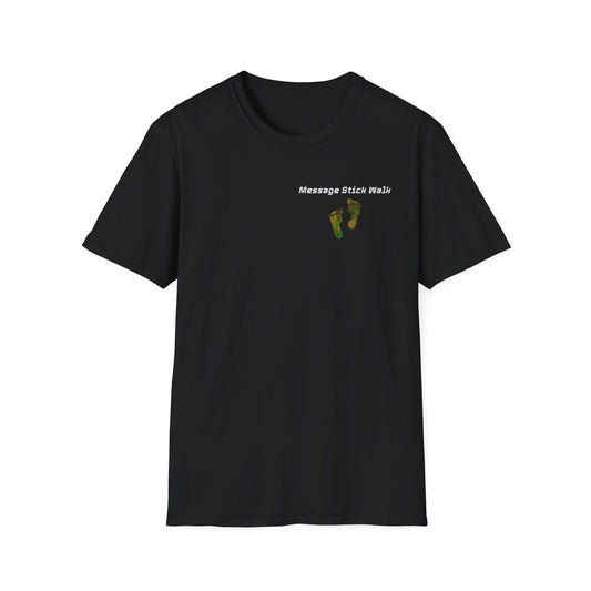 Message Stick Walk Footprint Fun Unisex Softstyle T-Shirt, Relaxed Fit Tee, Casual Wear-Ally Friendly