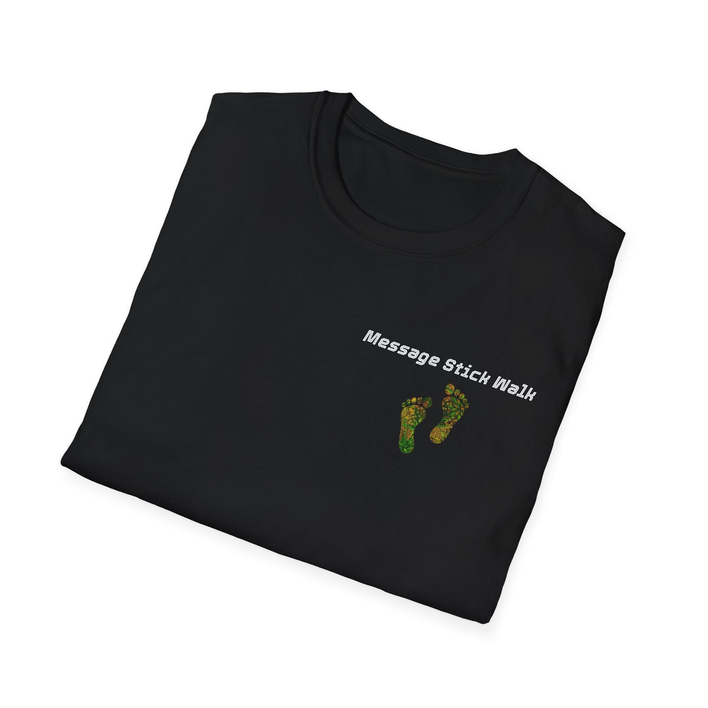 Message Stick Walk Footprint Fun Unisex Softstyle T-Shirt, Relaxed Fit Tee, Casual Wear-Ally Friendly