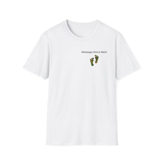Message Stick Walk Footprint Fun Unisex Softstyle T-Shirt, Relaxed Fit Tee, Casual Wear-Ally Friendly