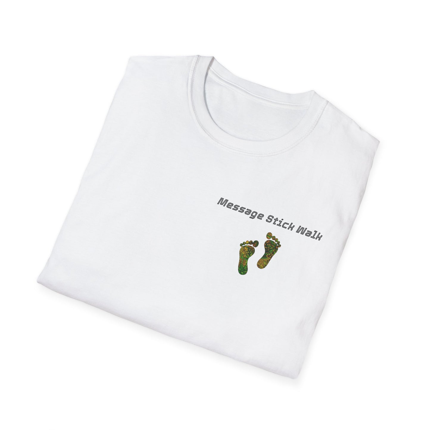 Message Stick Walk Footprint Fun Unisex Softstyle T-Shirt, Relaxed Fit Tee, Casual Wear-Ally Friendly